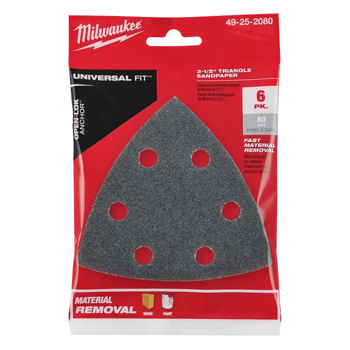 OPEN-LOK&trade;&nbsp;89mm 80 Grit H&amp;L Sandpaper 6PK