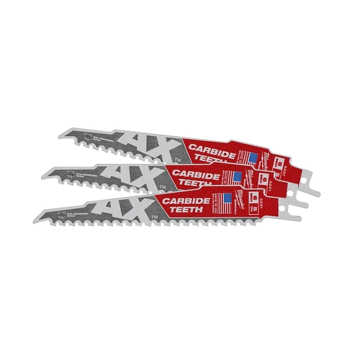 SAWZALL&trade; The AX&trade; with Carbide Teeth 150mm 6&quot; 5TPI Blade 3 Pack