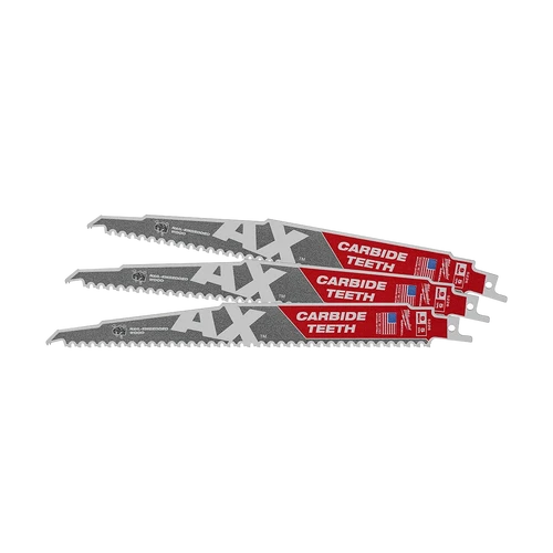 SAWZALL&trade; The AX&trade; with Carbide Teeth 230mm 9&quot; 5TPI Blade 3 Pack