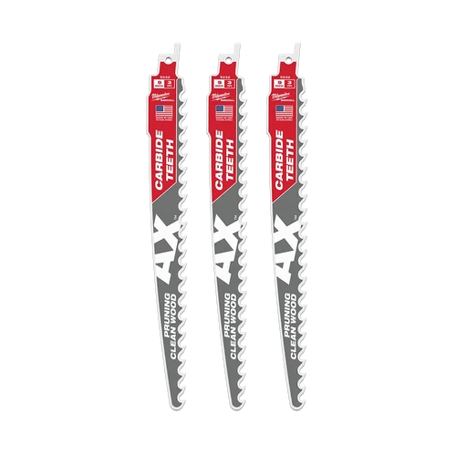 SAWZALL&trade; The AX&trade; with Carbide Teeth Pruning 225mm 9&quot; 3TPI Blade 3 Pack