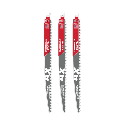 SAWZALL&trade; The AX&trade; with Carbide Teeth Pruning 305mm 12&quot; 3TPI Blade 3 Pack