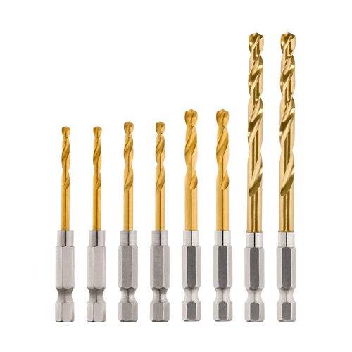 SHOCKWAVE&trade; Red Helix Titanium Drill Bit Rivet Size Set 8 Pack