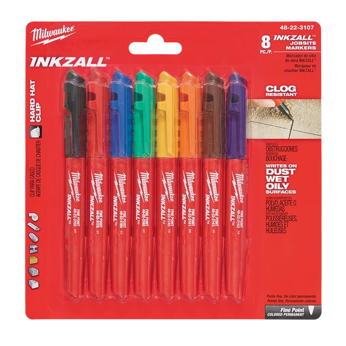 INKZALL&trade; Fine Point Coloured Markers (8 Pk)