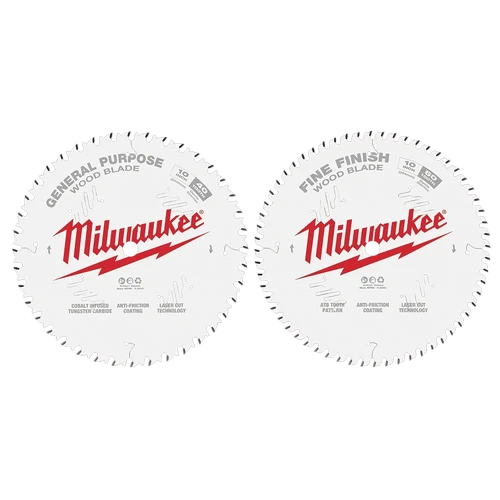 254mm (10&quot;) Wood Circular Saw Blade Twin Pack - 40T General Purpose &amp; 60T Fine Finish