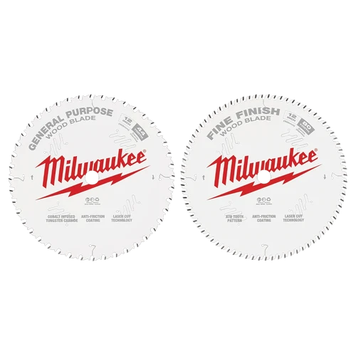 305mm (12&quot;) Wood Circular Saw Blades Twin Pack - 44T General Purpose &amp; 80T Fine Finish