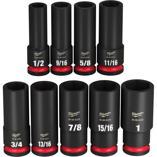 SHOCKWAVE&trade; 1/2&quot; Drive 9PC SAE Deep 6 Point Impact Socket Rail Set