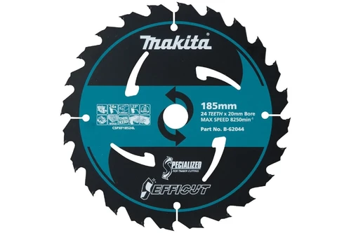 Efficut blades EFFICUT 185mm Wood Cutting Blades B-62044 185 x 20 x 24T 1.45mm 23° 20mm 9250