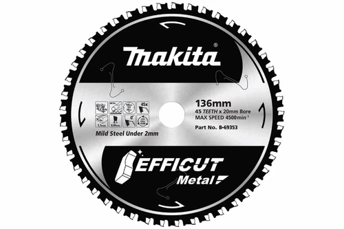 Efficut blades EFFICUT Metal 136-150mm Stainless Steel Blades B-69353 136mm x 45T (DCS552) 0.95mm 0° 20mm 4,500min-1