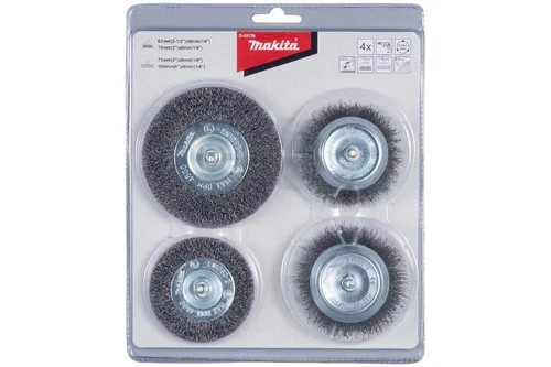Wire Brushes 6mm shank Wire brush set D-65729 4pcs. 6mm(1/4inch) shank Wire brush set Steel wire .30mm 4,500 