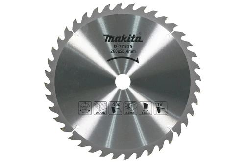 Wood & Nail Saw blades 260mm (10-&#188;&quot;) x 40T TCT Saw Blade (D-77338) D-77338 260 x 25.4 x 40T 2.6mm 18° 25.4mm 5,870