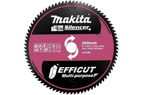 Efficut blades EFFICUT 260mm Multi-Purpose Blade (E-07288) E-07288 260mm x 30mm x 81T 1.85mm -3° 30/25.4mm 5,870min-1