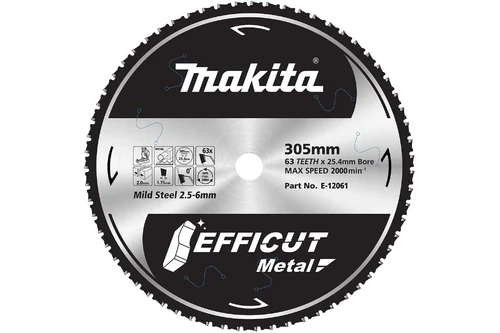 Efficut blades EFFICUT Metal 305 x 25.4 x 63T TCT saw blade (E-12061) E-12061 305mm x 63 Teeth x 24.4mm 2.0mm 0° - 2,000min