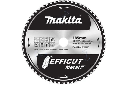 Efficut blades EFFICUT Metal 185mm Mild Steel Blades E-12871 185mm x 45 Teeth x 20mm 1.4mm 0° - 5,800min