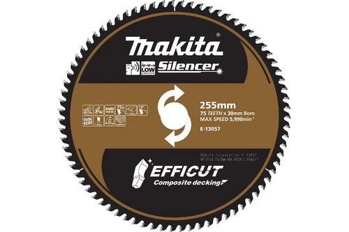 Efficut blades EFFICUT 255mm Composite Decking Blades (E-13057) E-13057 255mm x 75T x 30mm 2.15mm 8° 25.4mm 5,990