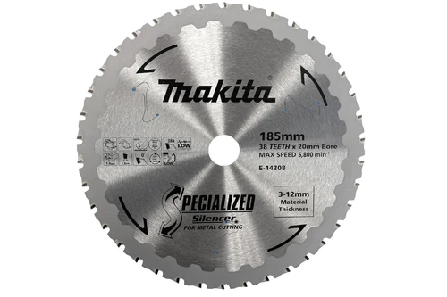 Metal / Aluminium Blades 185mm Metal cutting Cermet blades - for Cold saws E-14308 185mm x 20mm x 38T (with ring 15.88mm) 1.4 1.9° 15.88mm 5,800