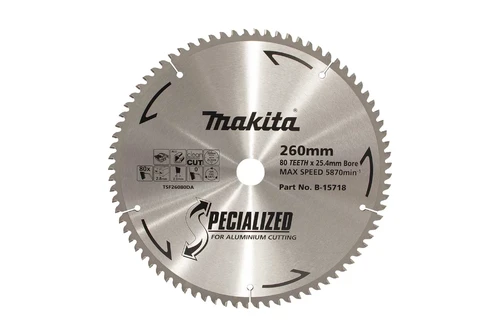 Metal / Aluminium Blades 260mm Aluminium cutting blades - for Table saws B-15718 260 x 25.4 x 80T 2.8 -5° - -